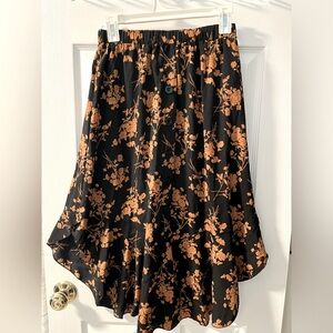 Mid calf length skirt with floral pattern